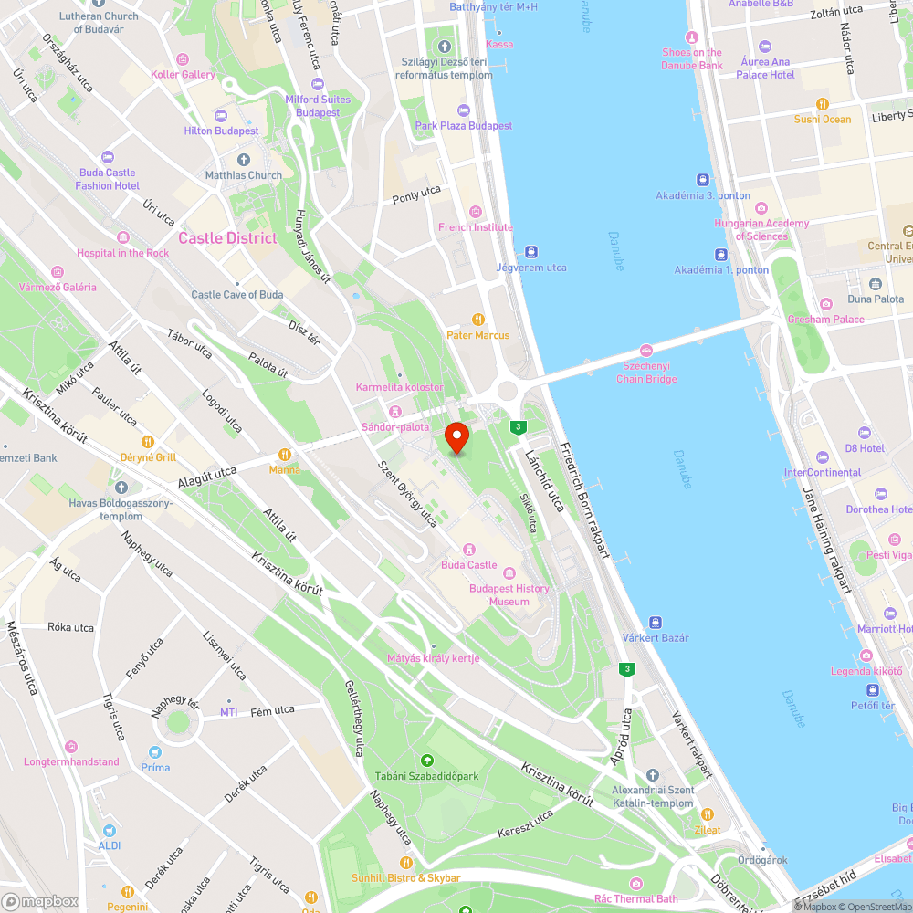 Budai Vár hegyoldal a Palota előtt bejelentés helye