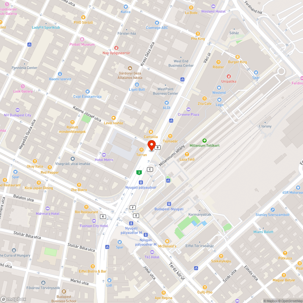 Szemetes útpadka a WestEnd mellett bejelentés helye