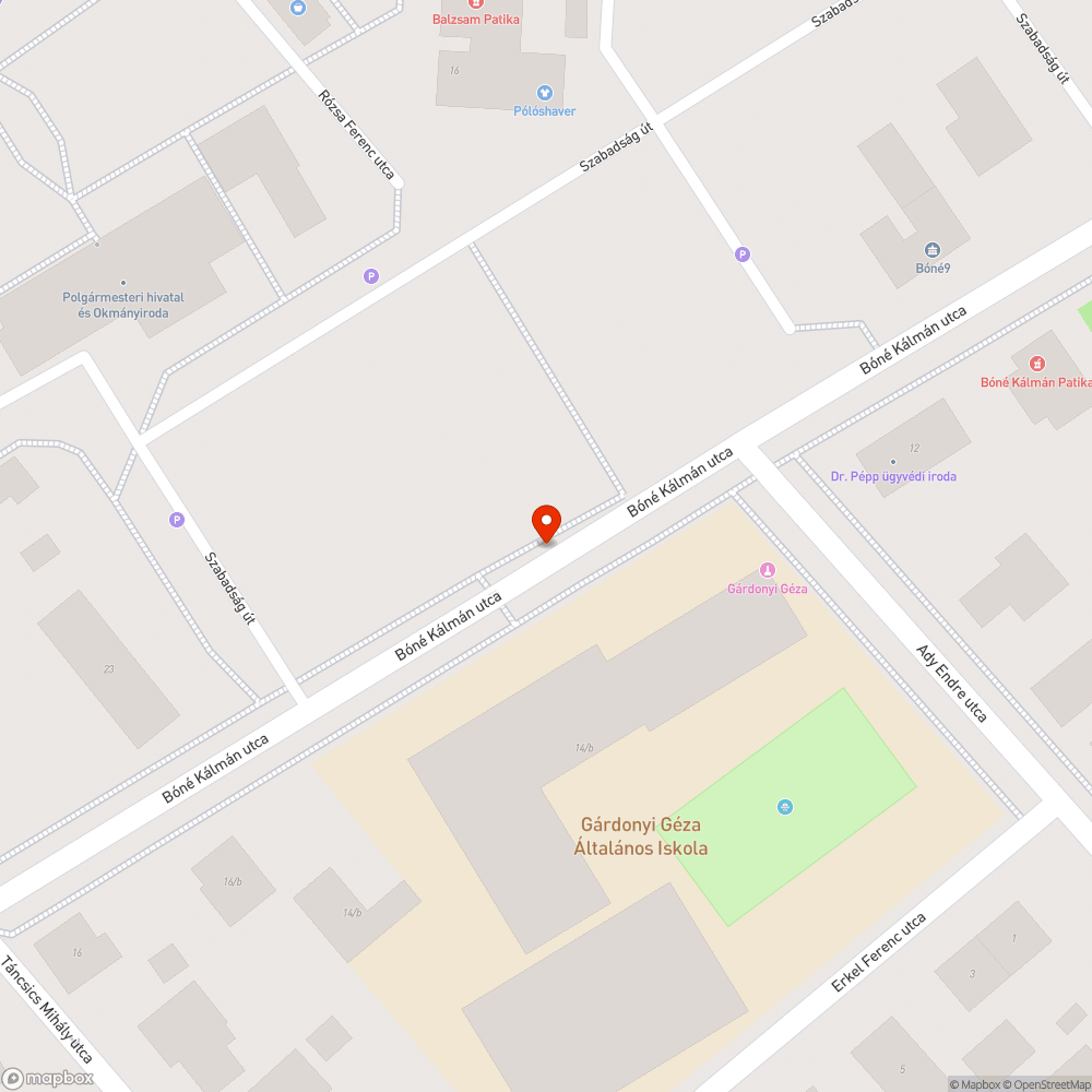 Kátyú bejelentés helye