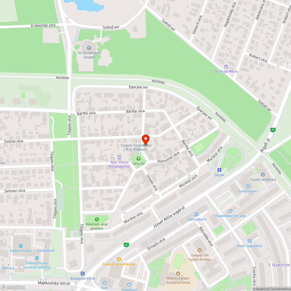 Felpúposodott, repedt aszfalt bejelentés helye