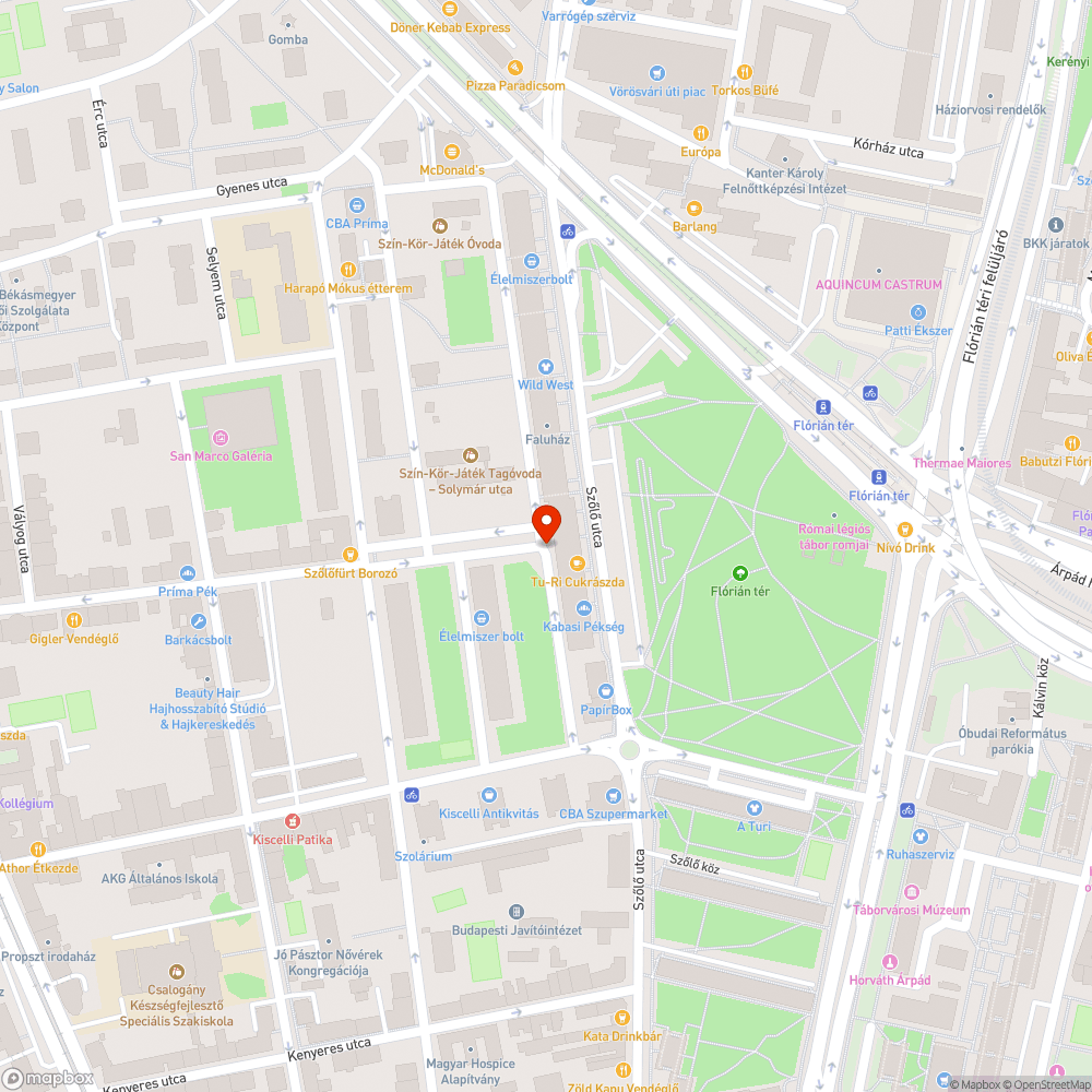 Kátyúk bejelentés helye