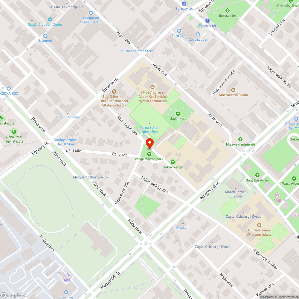 Varga Márton park tábla leszakadva bejelentés helye