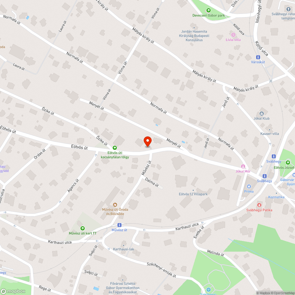 Művész úti buszmegálló bejelentés helye