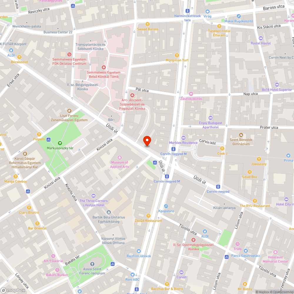 Értelmetlen pollerek az Üllői úton a buszmegállónál bejelentés helye