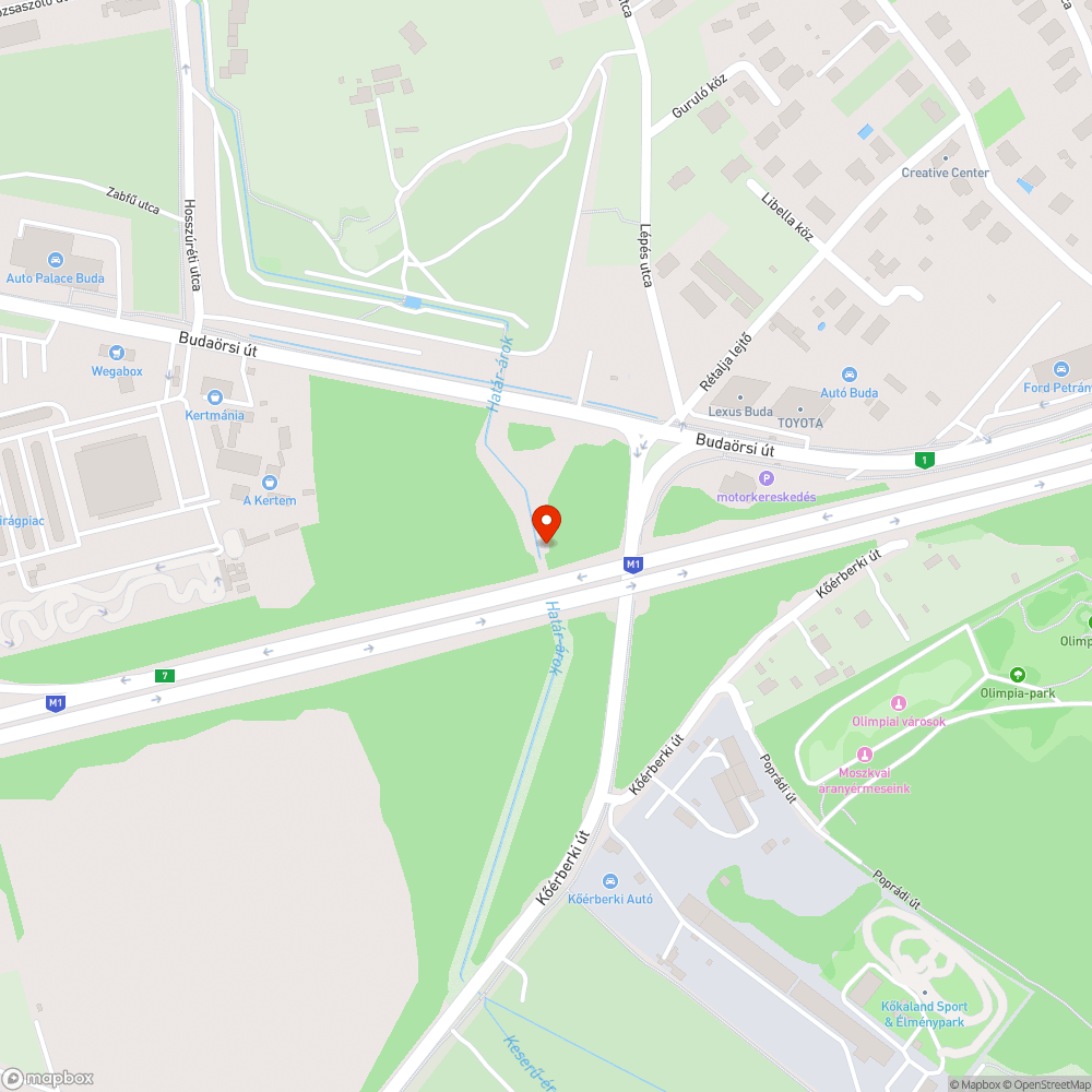 M1-M7 kivezetőn keresztbordák az úttesten bejelentés helye