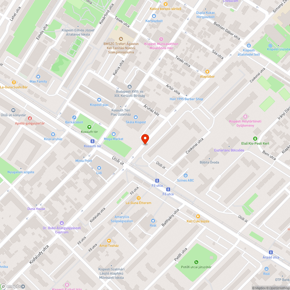 Koszos utasváró bejelentés helye