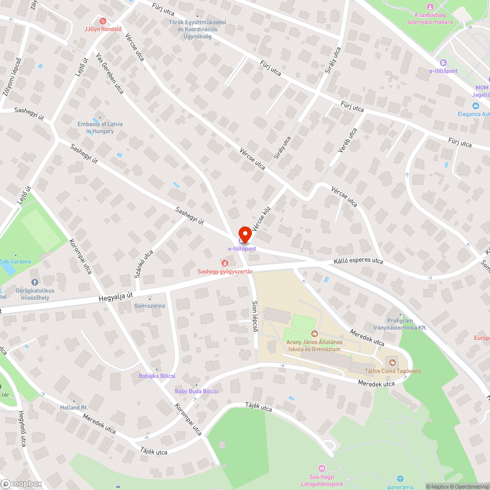 Sashegyi út elején nincs közvilágítás bejelentés helye