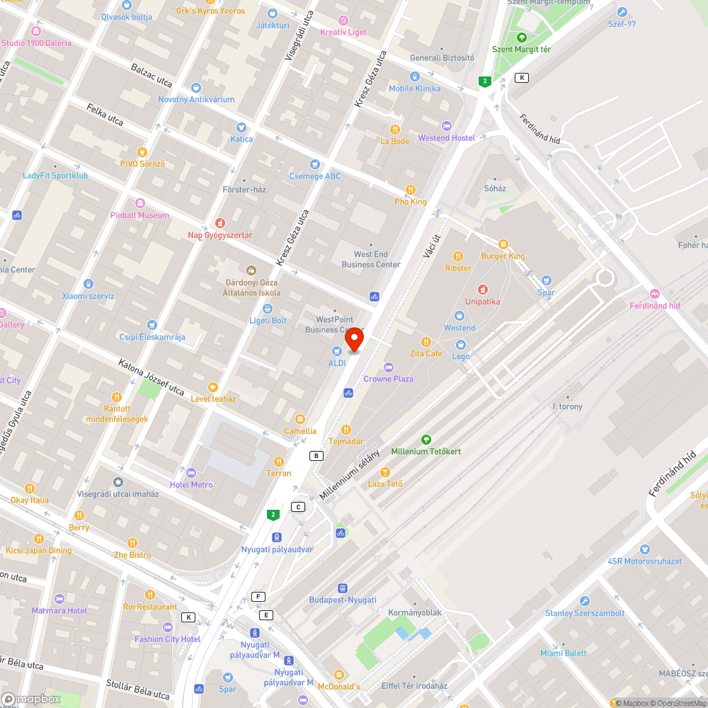 Sérült kerékpárút elválasztó elem bejelentés helye