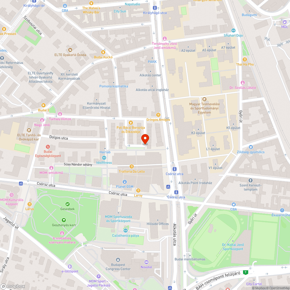 Úthiba bejelentés helye