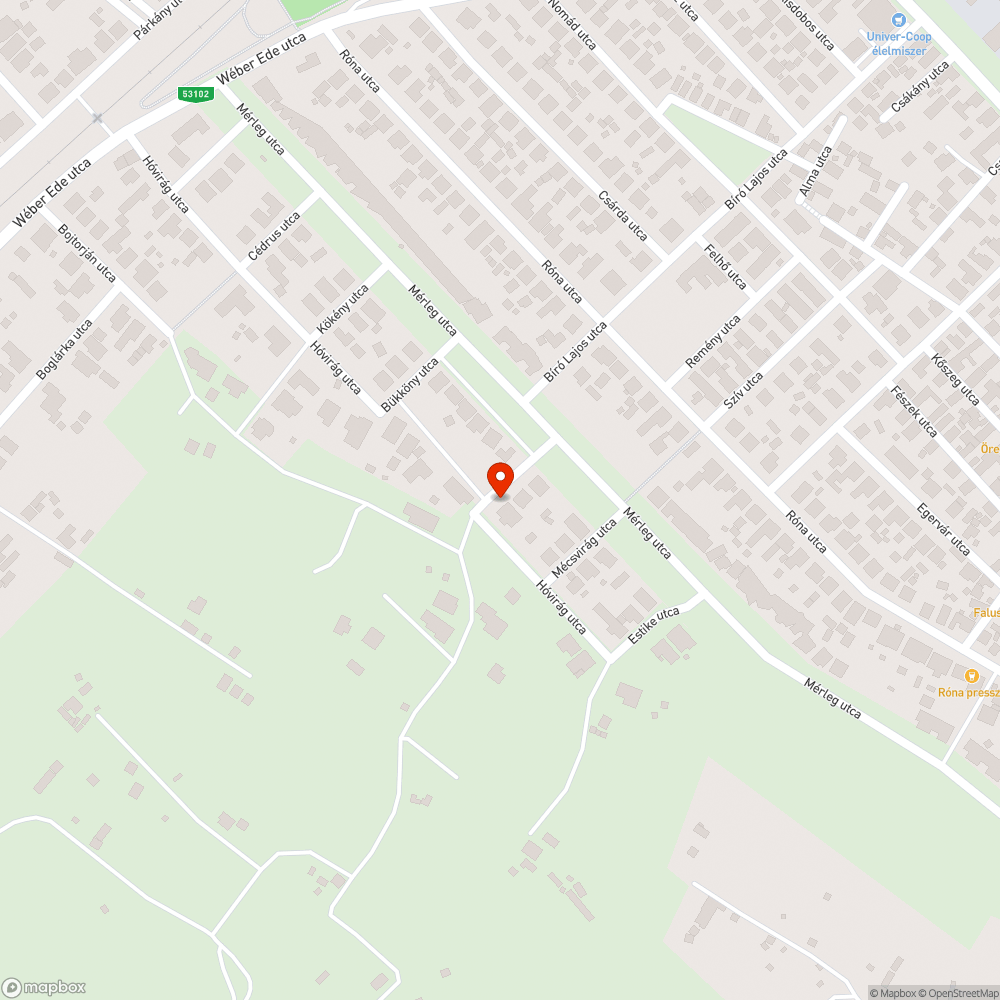 Teljes úttest fölé belógó lombkoronák, balesetveszélyes bejelentés helye