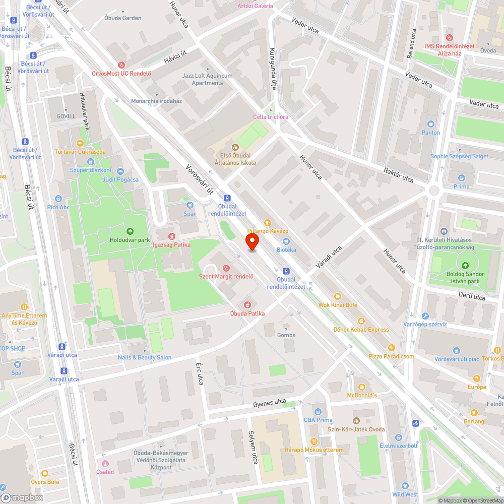 Kátyú a rendelőintézet parkolójában bejelentés helye