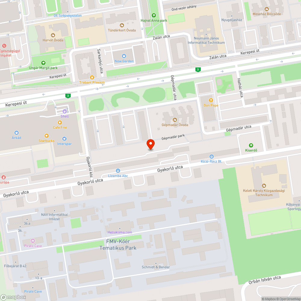 Omladozó, régi beton növénytartók a Gyakorló utca környezetében. bejelentés helye