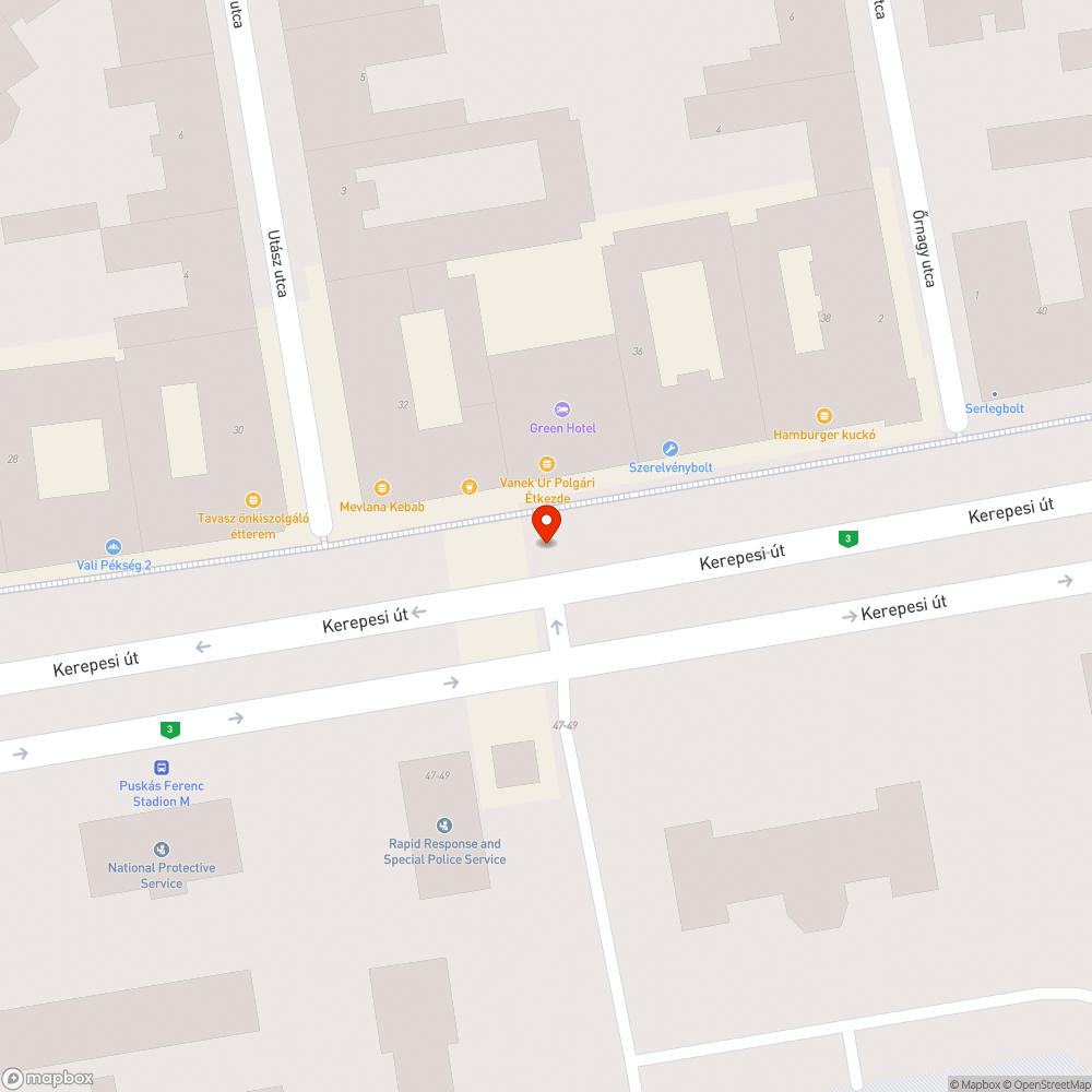 Töredezett járda, kőtörmelék és szemét a Kerepesi úton. bejelentés helye