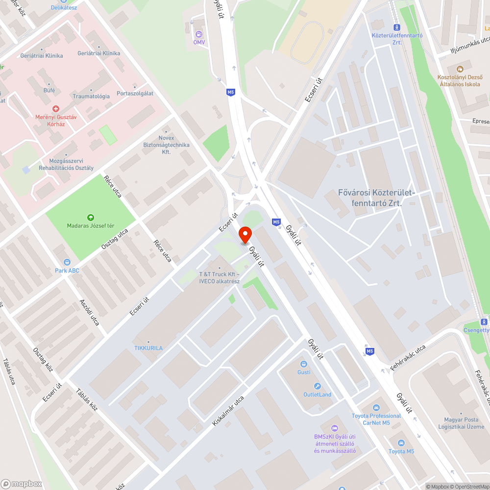 Kidöntött poller a Gyáli úton bejelentés helye