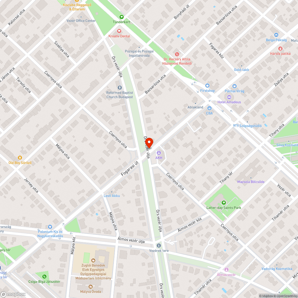 Mély és széles kátyú-sáv bejelentés helye