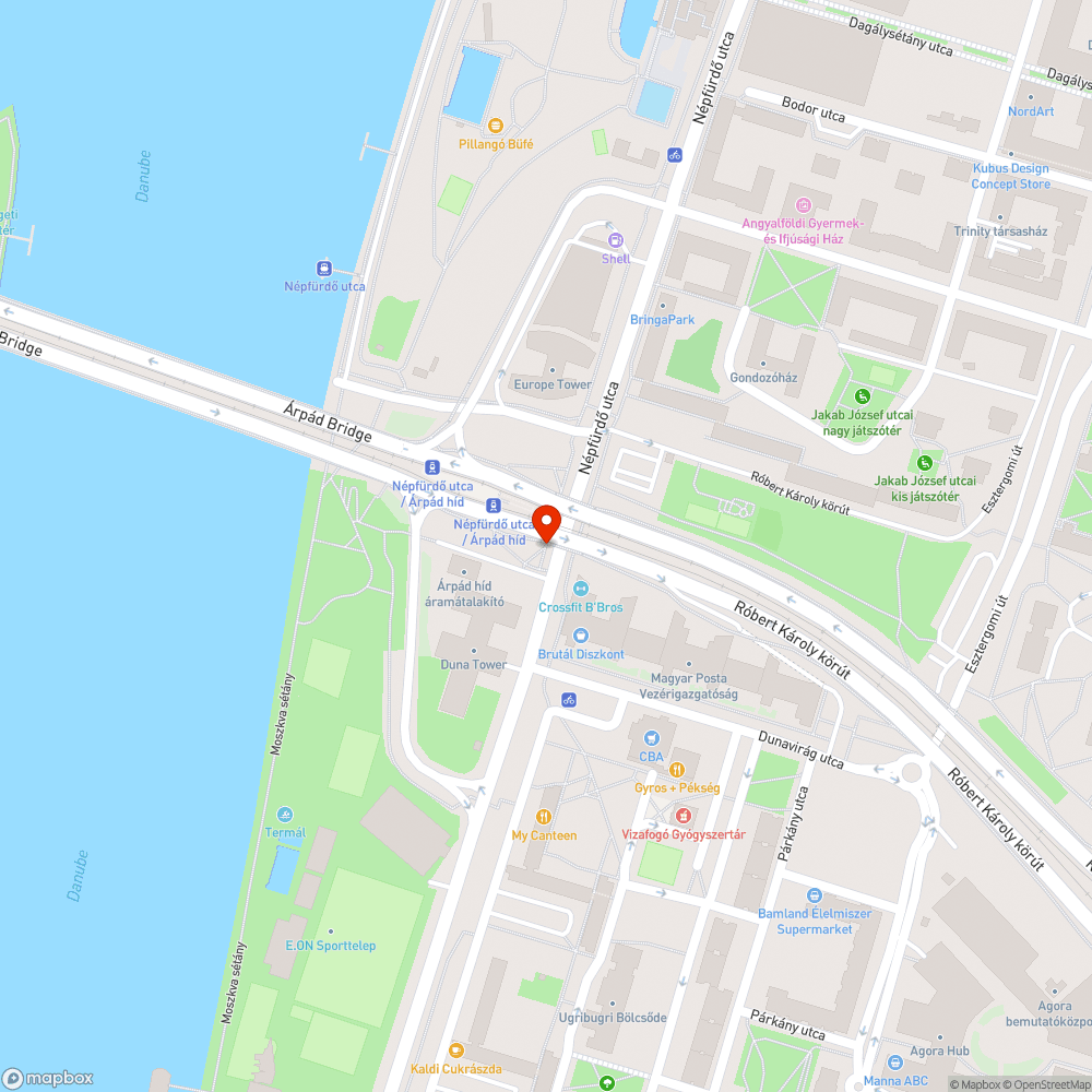 Életveszély az Árpád híd pesti oldalán bejelentés helye