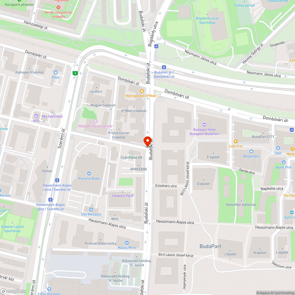 Fűre parkoló autók miatti sár (Prielle Kornélia - Budafoki sarok) bejelentés helye