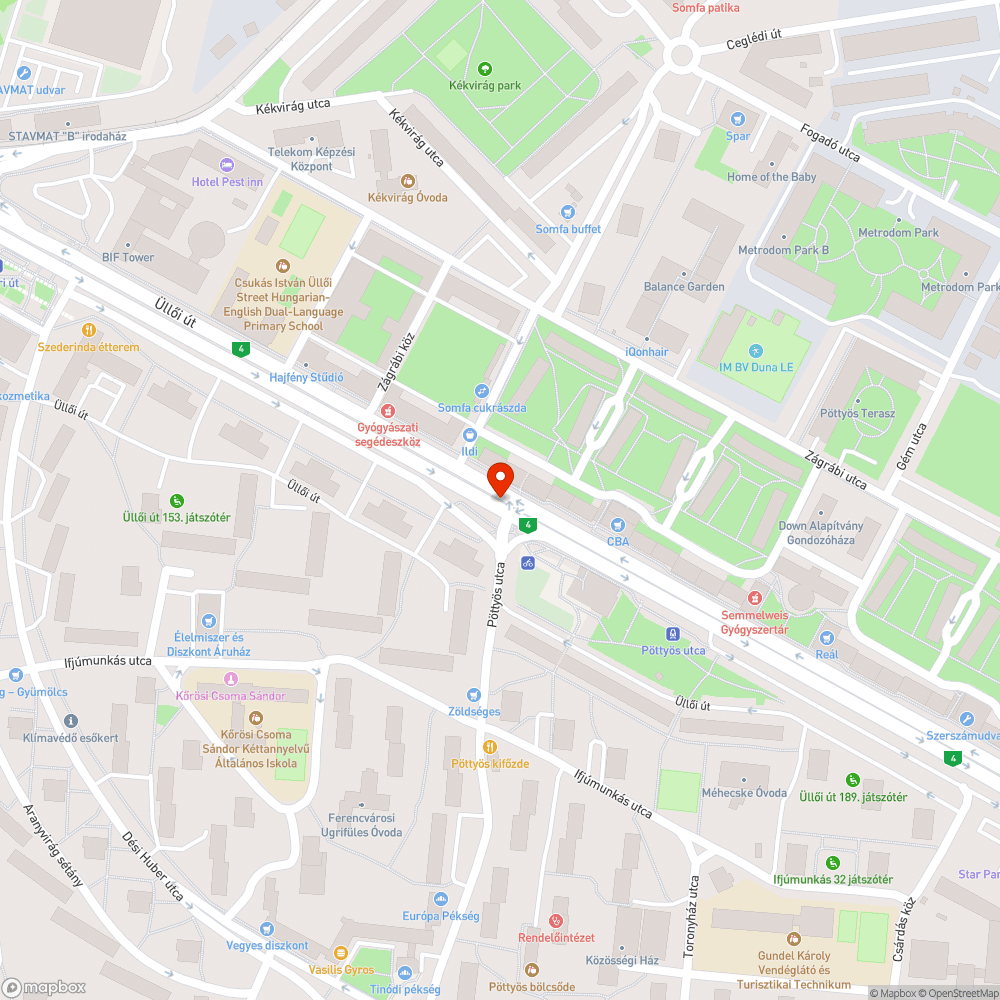 Letarolt tábla az Üllői úton a Pöttyös utcánál bejelentés helye