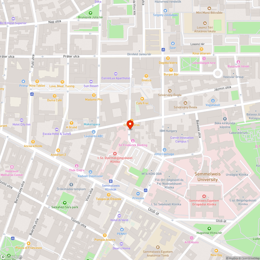 VIII. kerület Bókay János utca; nem működő közvilágítás bejelentés helye