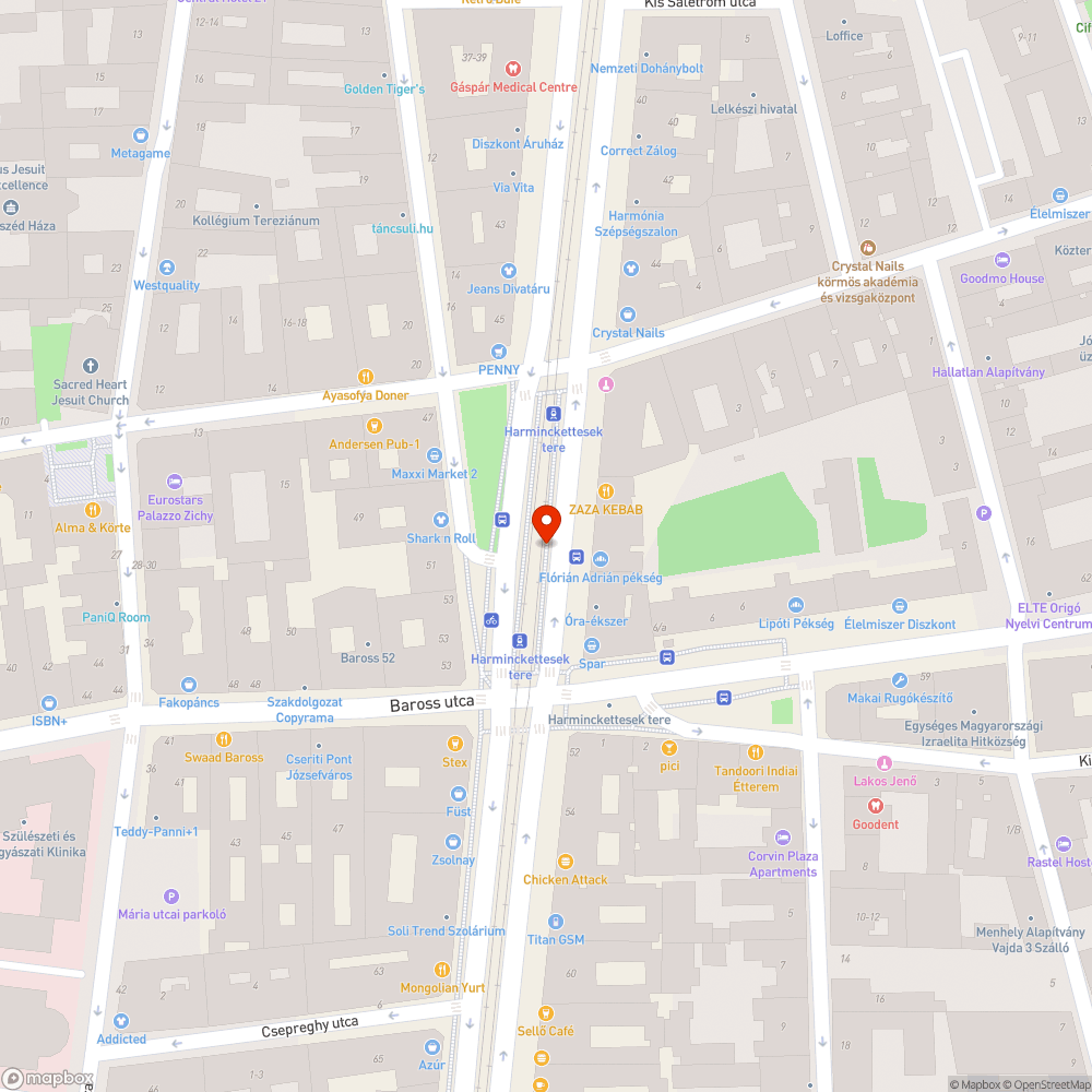 hiányzó korlát elem a 4/6 villamos megállóban bejelentés helye