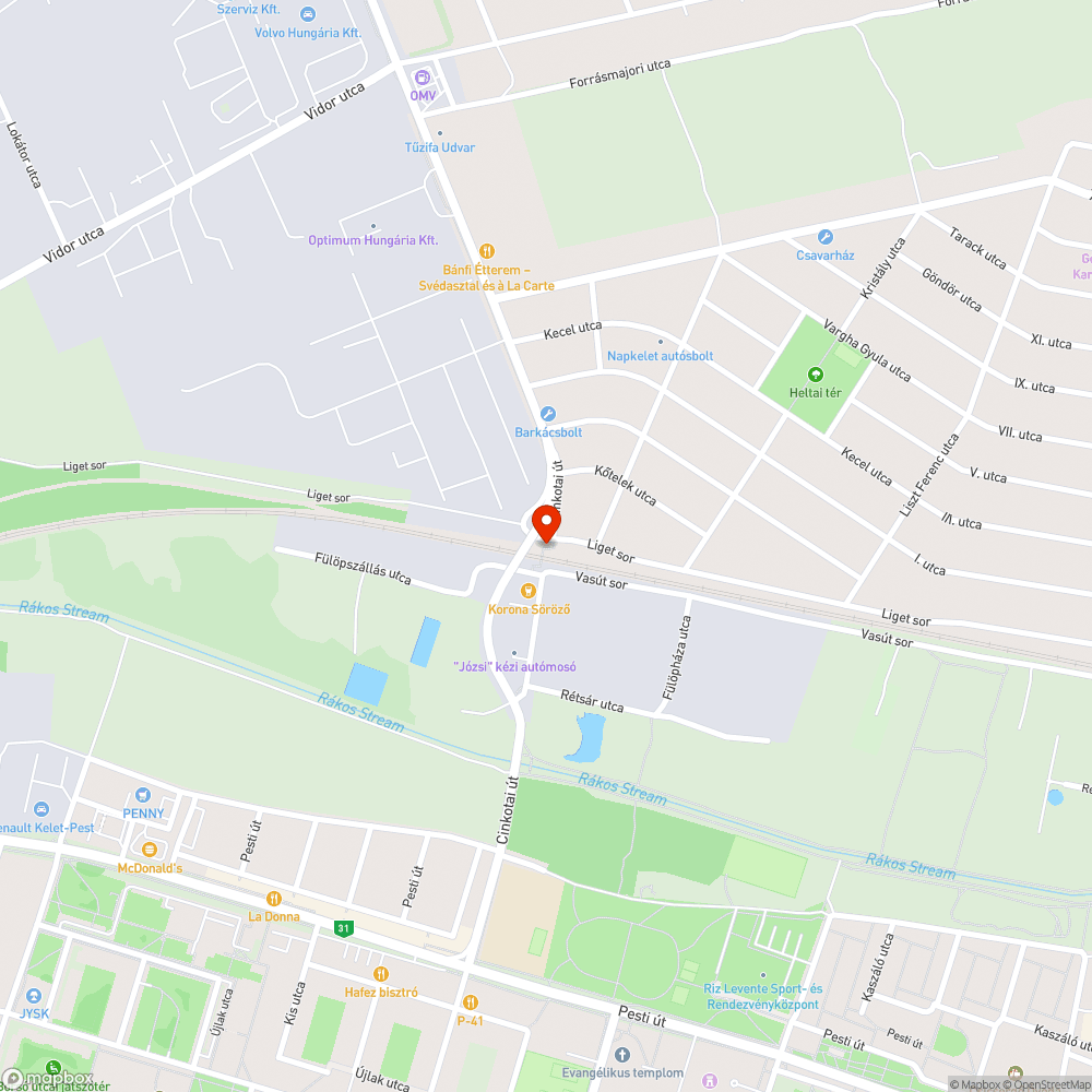 Vasúti átjárónál esőelvezető fedél beesve bejelentés helye