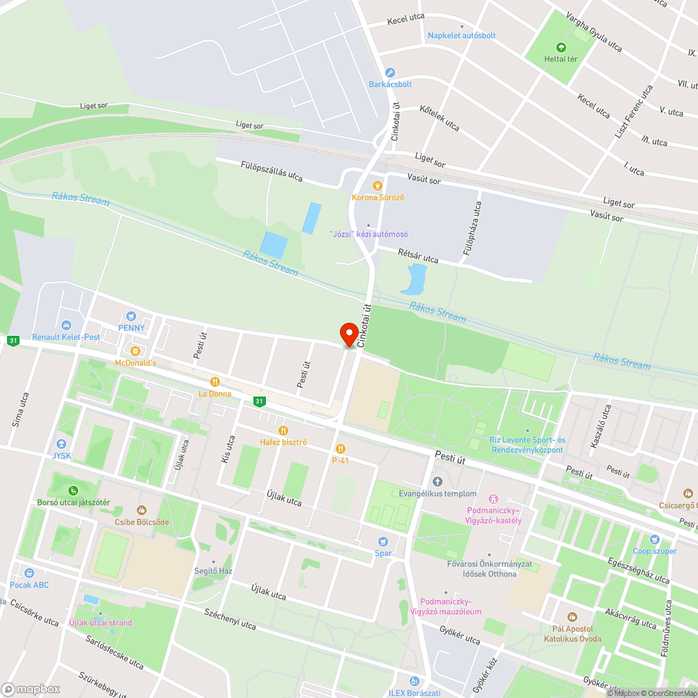 Pesti úton kátyú bejelentés helye