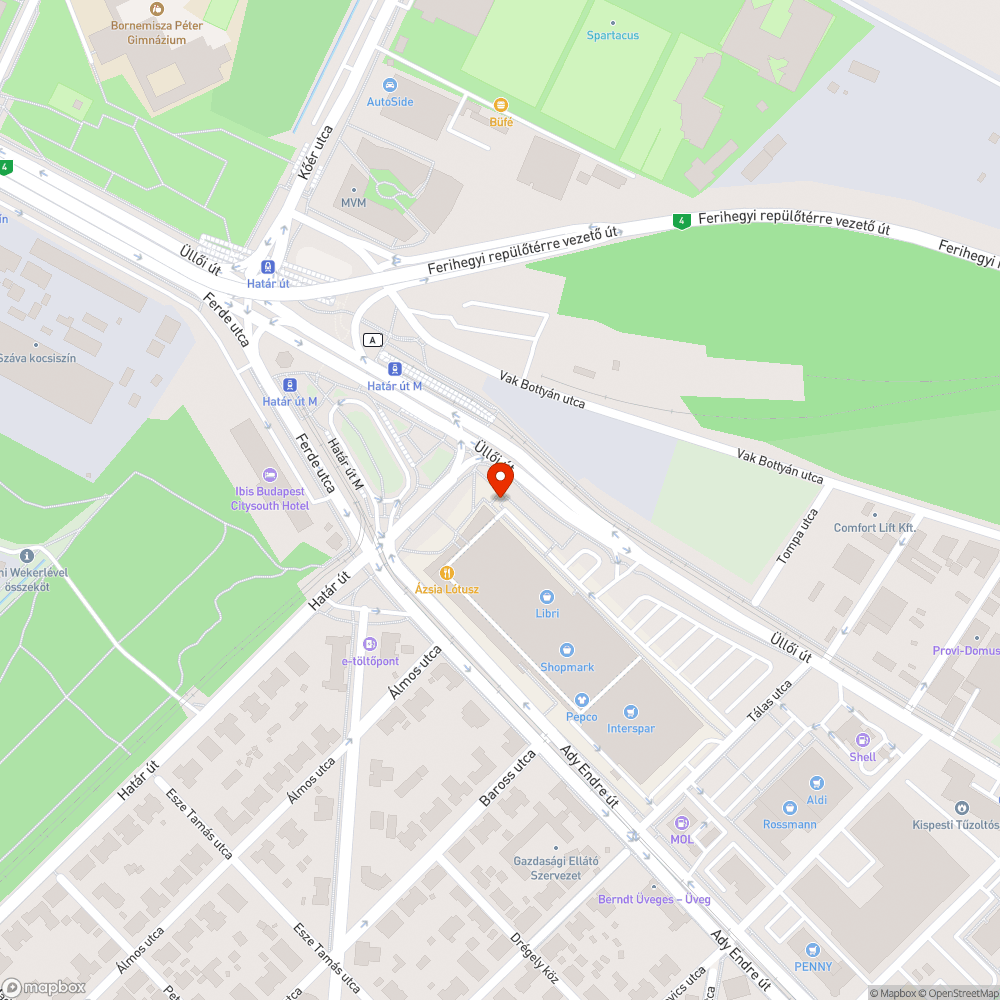 Kipusztult fa pótlása az Europark előtt bejelentés helye