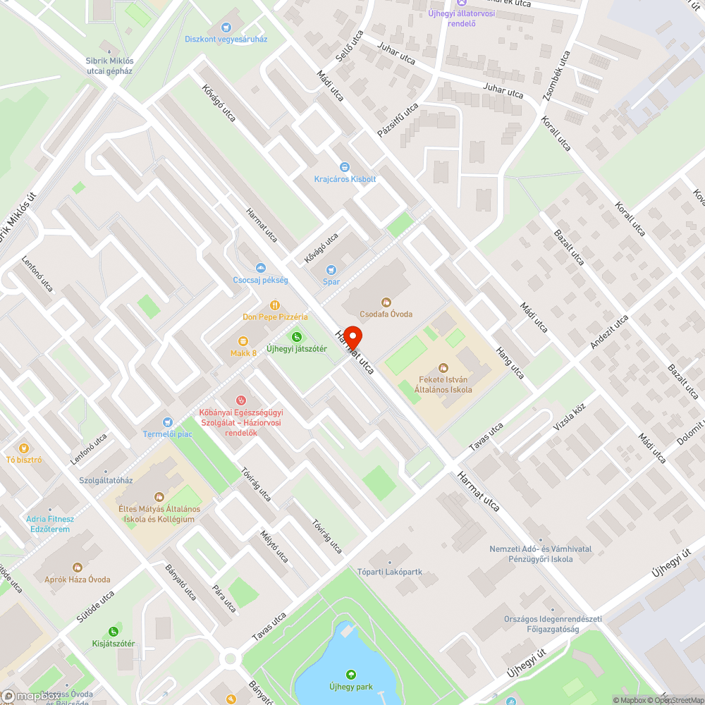 Tócsa - Harmat utca bejelentés helye