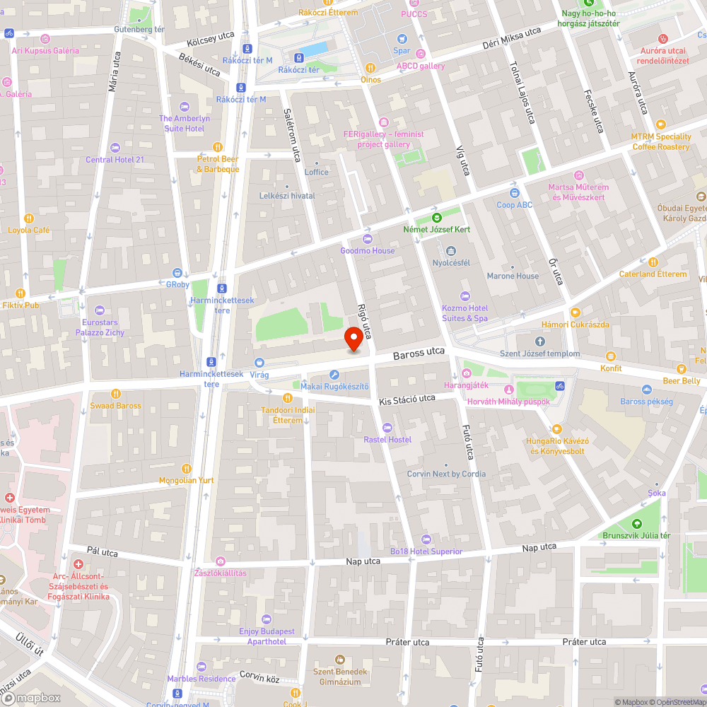 Megrongált macskaköves növénykazetta a Baross utcában. bejelentés helye