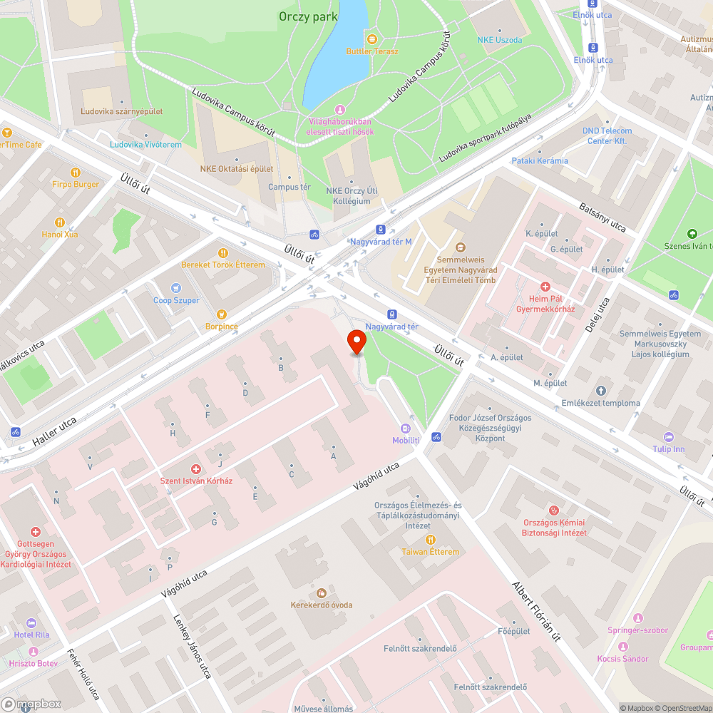 Takarítatlan, saras összefolyó (árok) a Szent István kórház bejárata előtt bejelentés helye