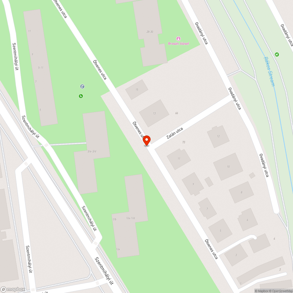 Úttesten kátyú Ötvenes utca-Zalán utca csp bejelentés helye