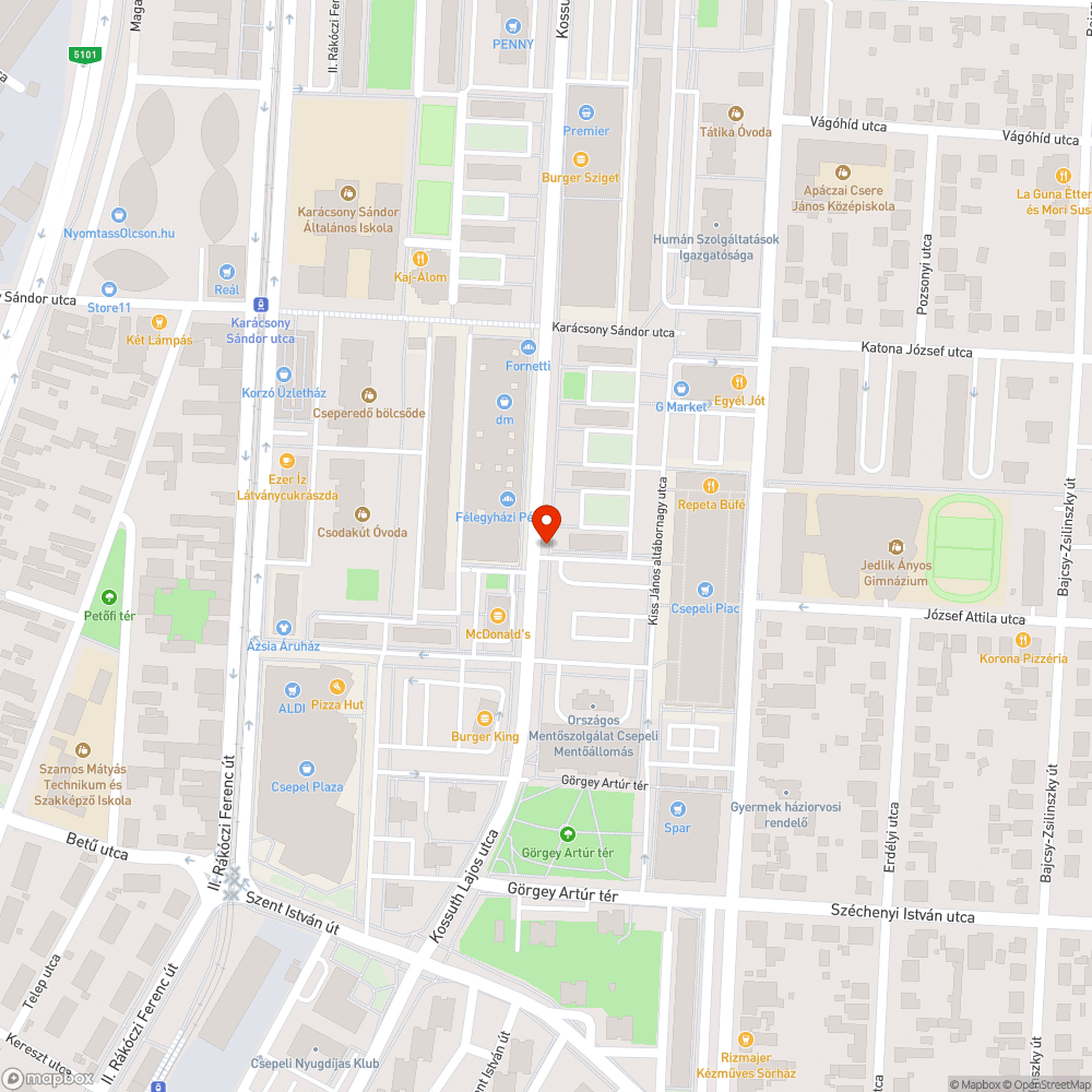 Hiányzó fák a Kossuth Lajos utcában bejelentés helye