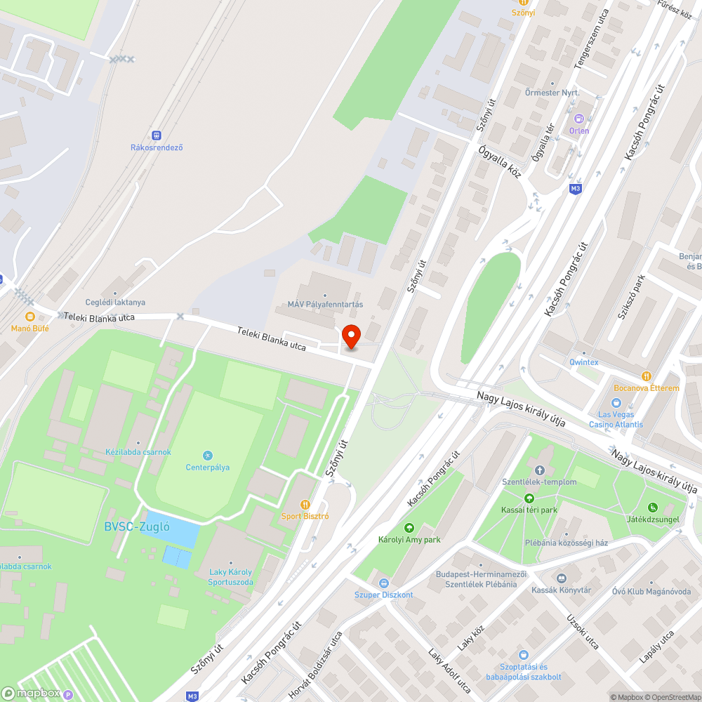 Úthiba bejelentés helye