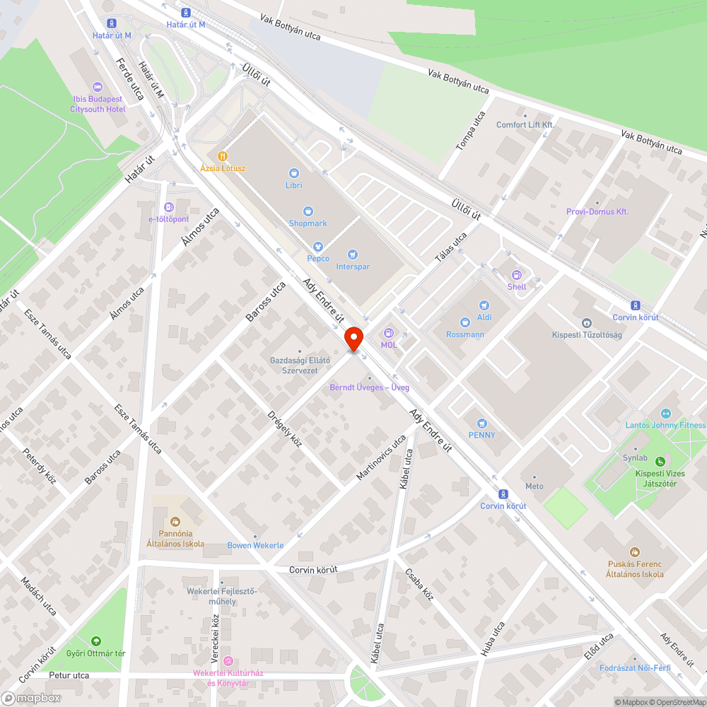 Megdőlt lámpaoszlop bejelentés helye