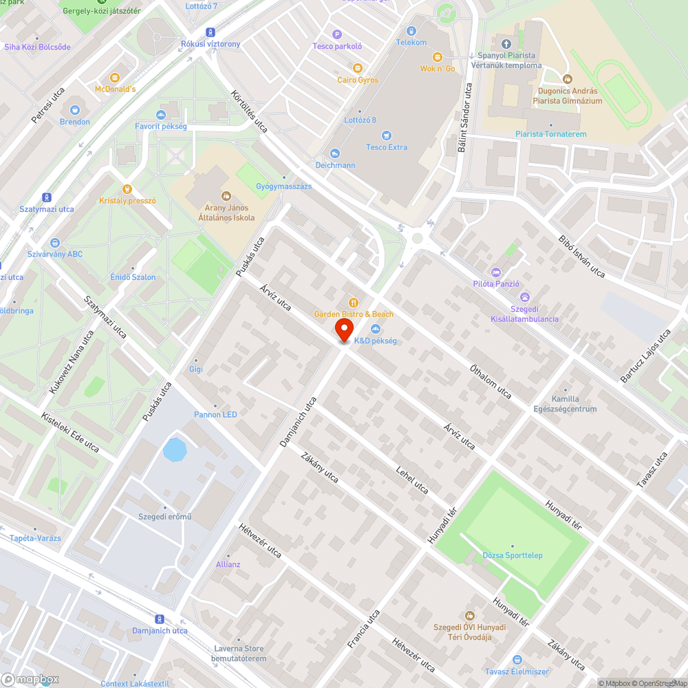 Zebra létesítése a Damjanich utcában bejelentés helye