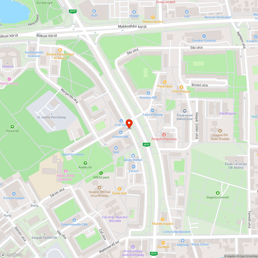 Szervizúti kátyú bejelentés helye