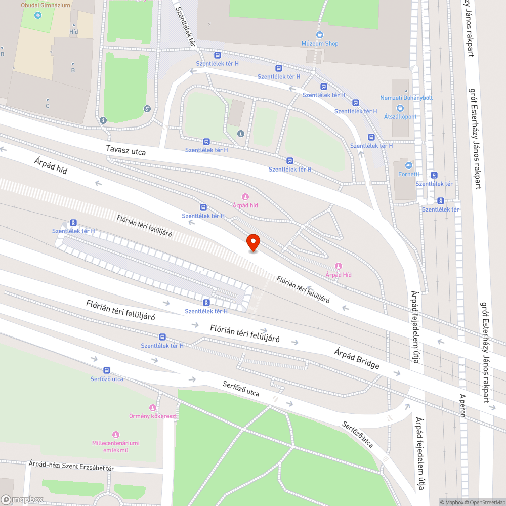 Veszélyes bukkanó az Árpád híd kerékpárútján bejelentés helye