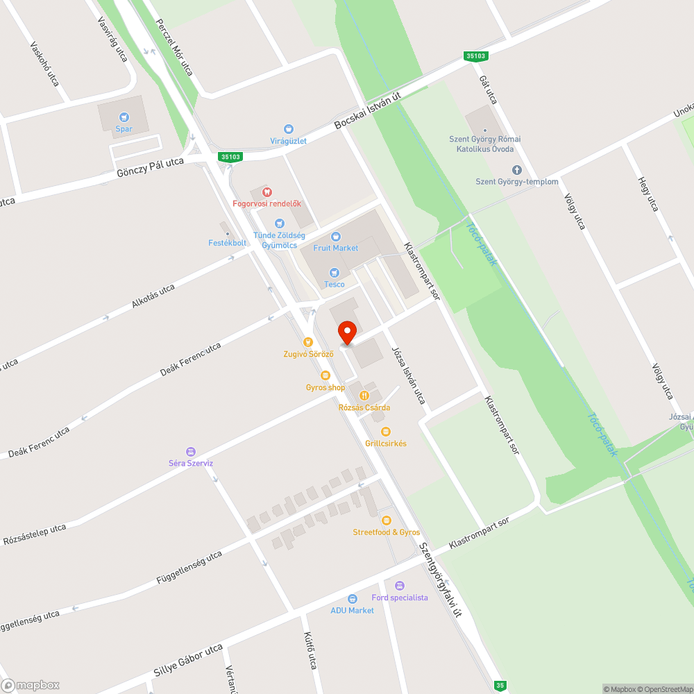 Elforgatott STOP tábla bejelentés helye