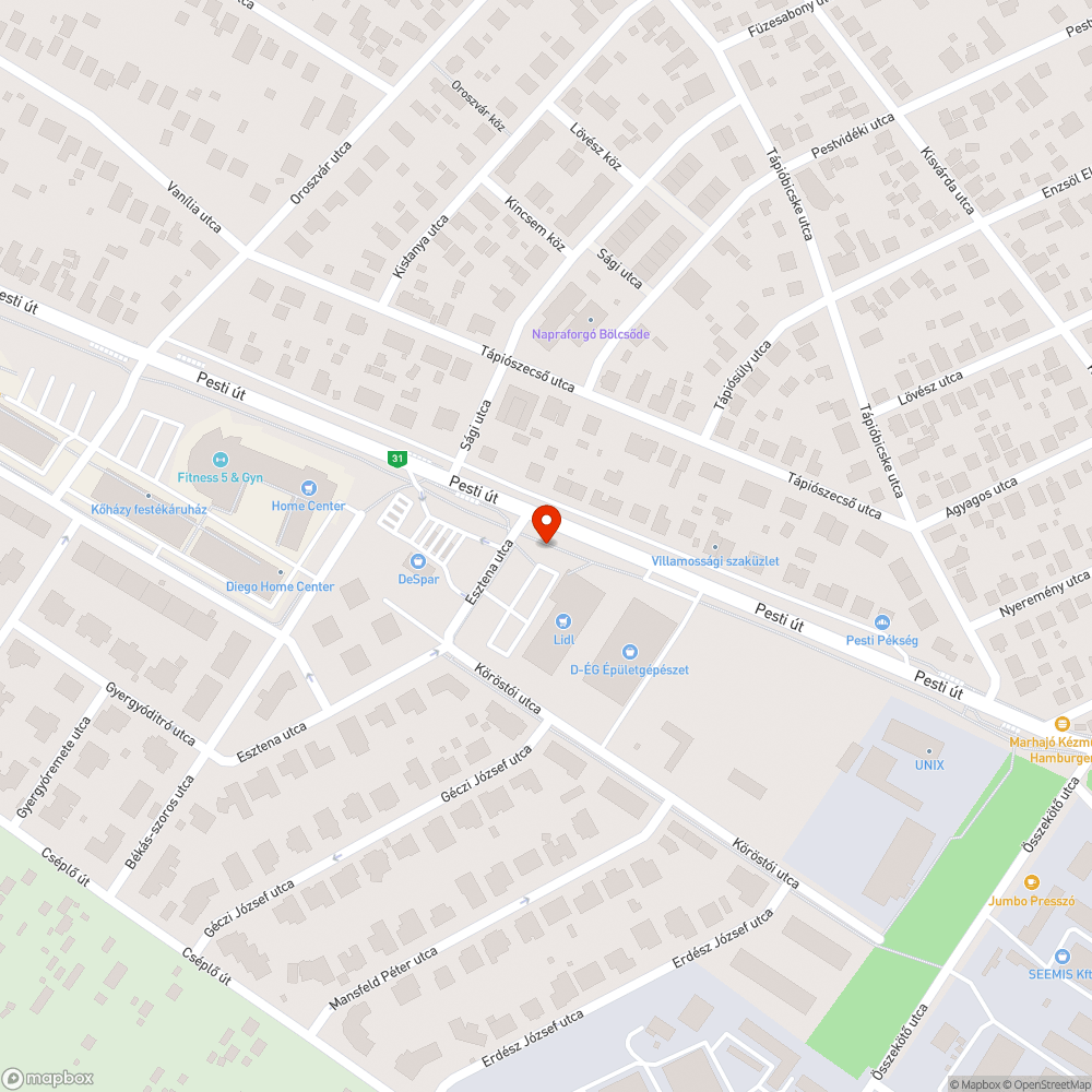 Beszakadó útburkolat bejelentés helye