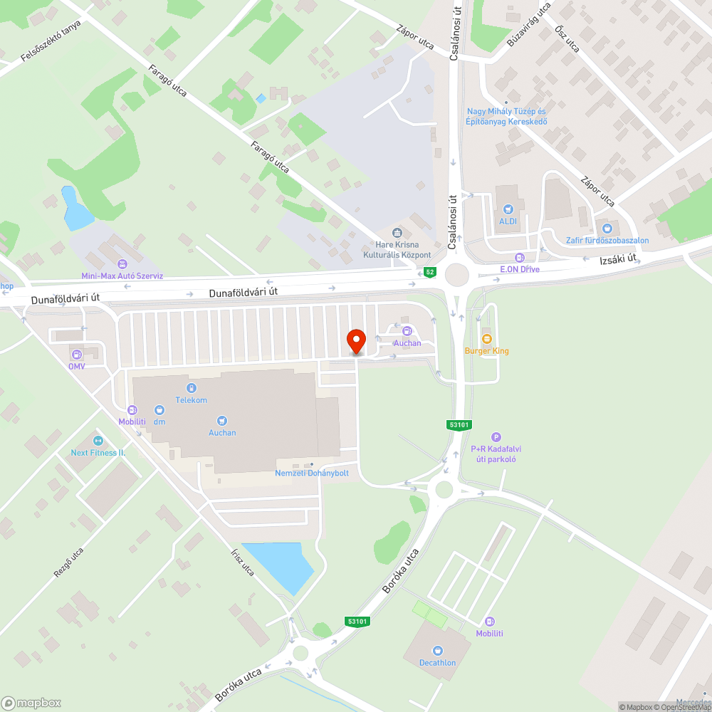 Problémás átkelés az Auchan áruháznál bejelentés helye