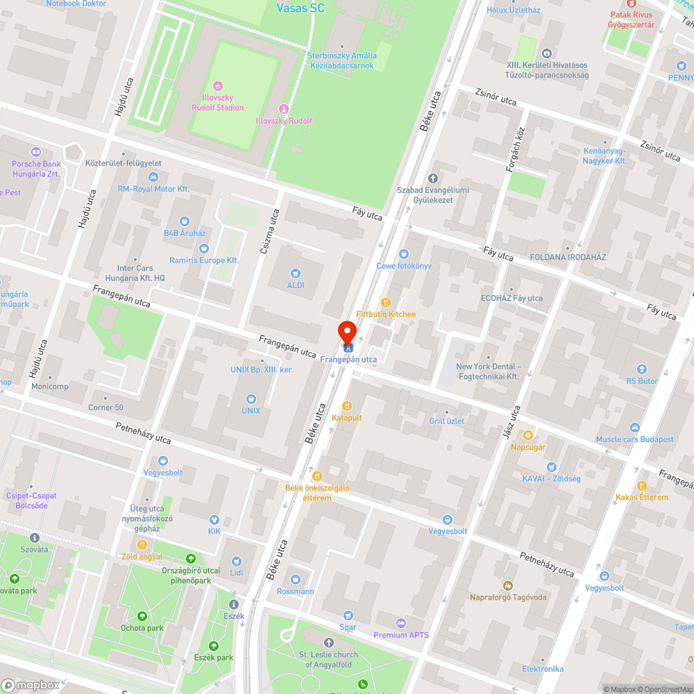 Kátyús villamos gyalogátkelő bejelentés helye