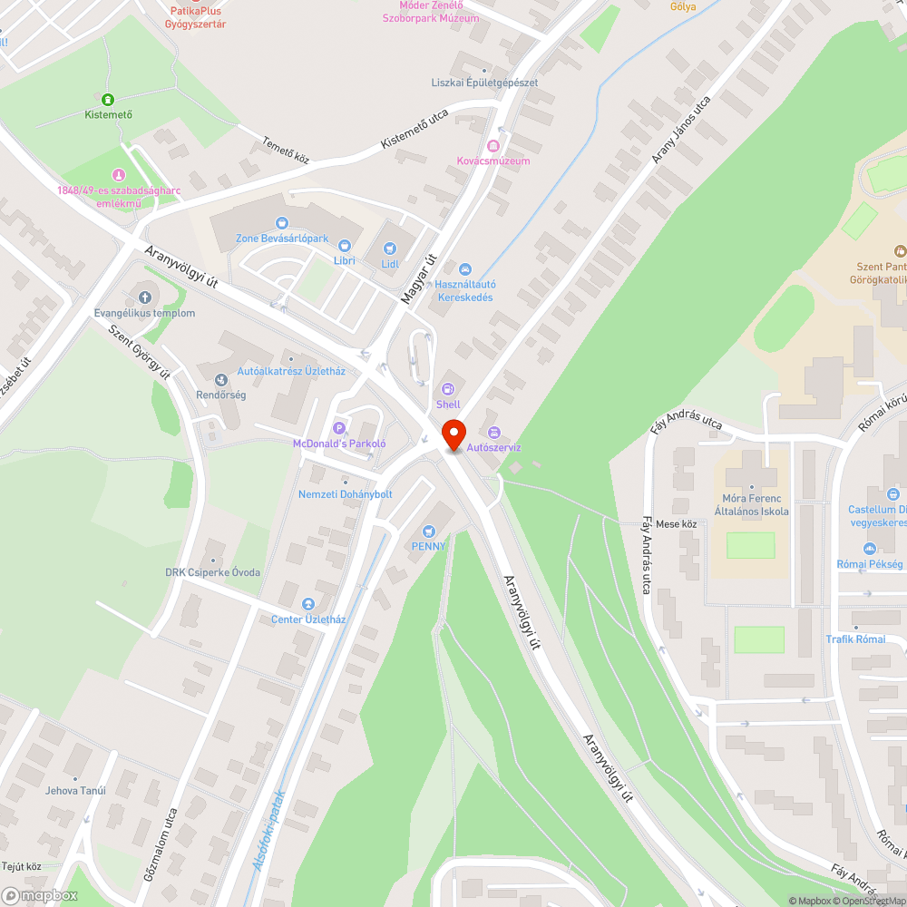 Több darab kátyú bejelentés helye