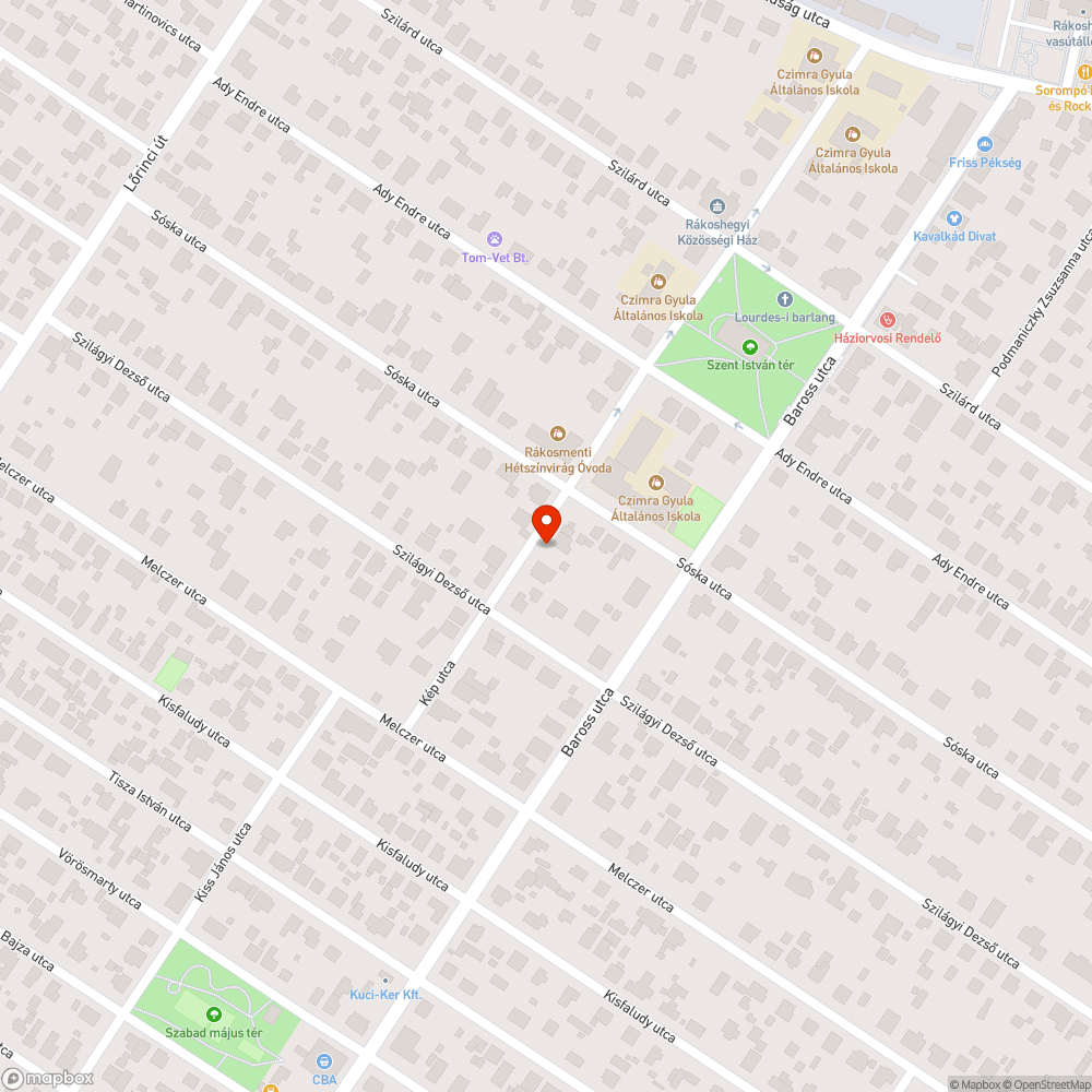 Úthiba bejelentés helye