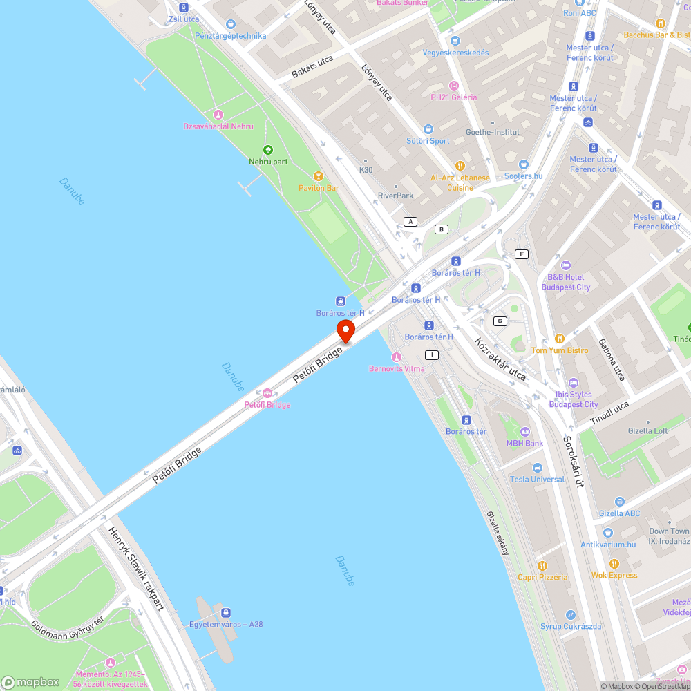 Kátyúk a Petőfi hídon bejelentés helye