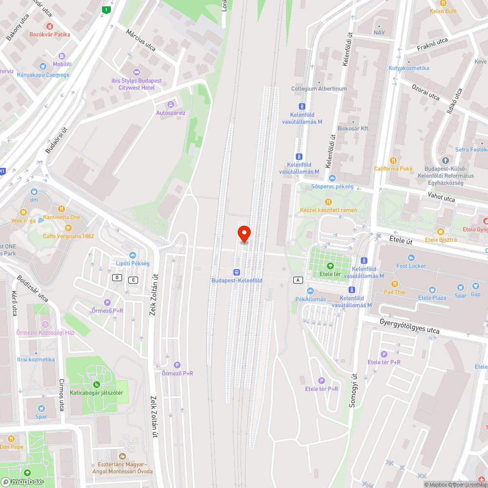 Kelenföld 1-es és 5-6-os vágány elérése bejelentés helye