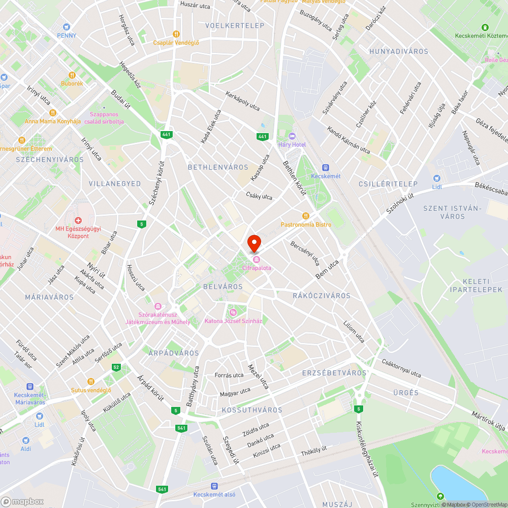 Nem működő közvilágítás a Rákóczi úton bejelentés helye