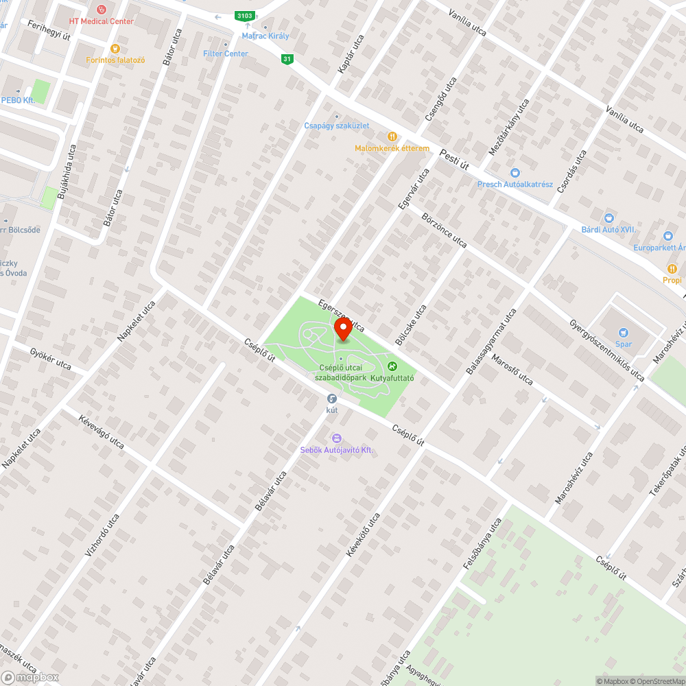 Cséplő park kresz pálya világítás bejelentés helye