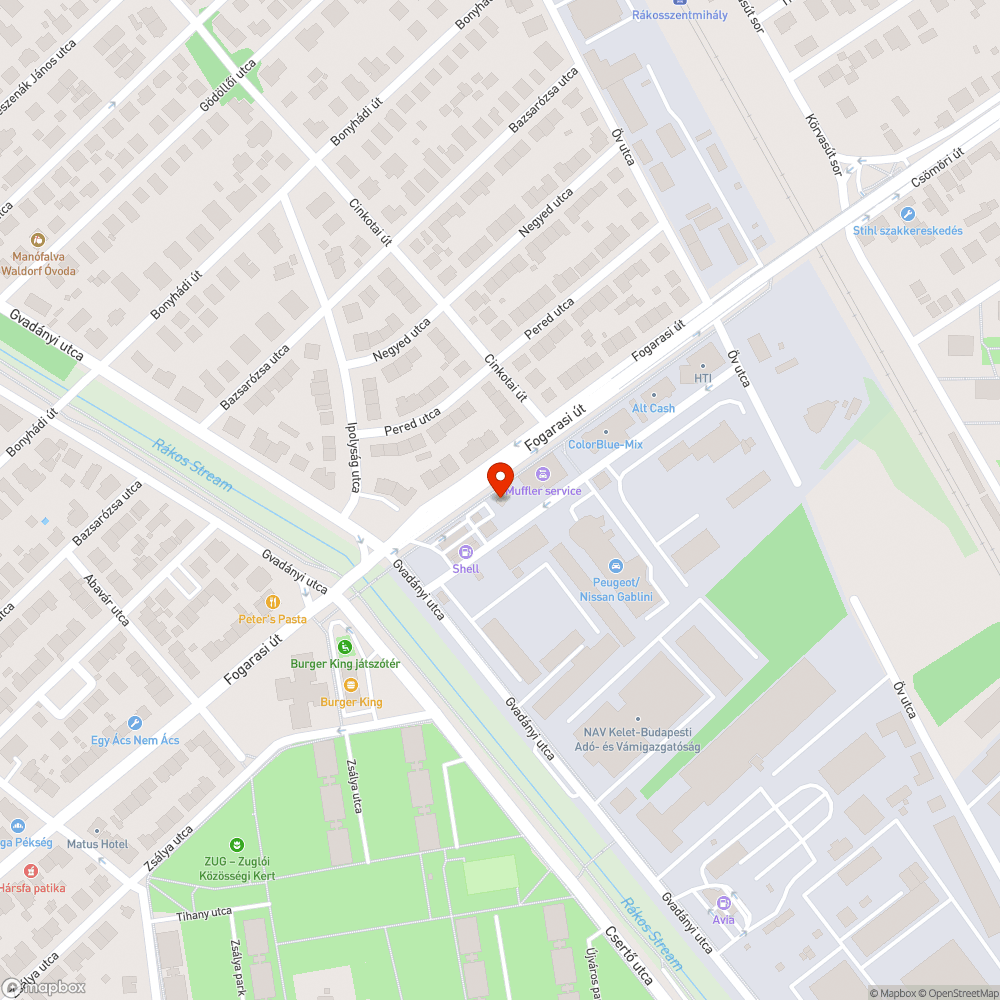 Elhagyott jármű bejelentés helye