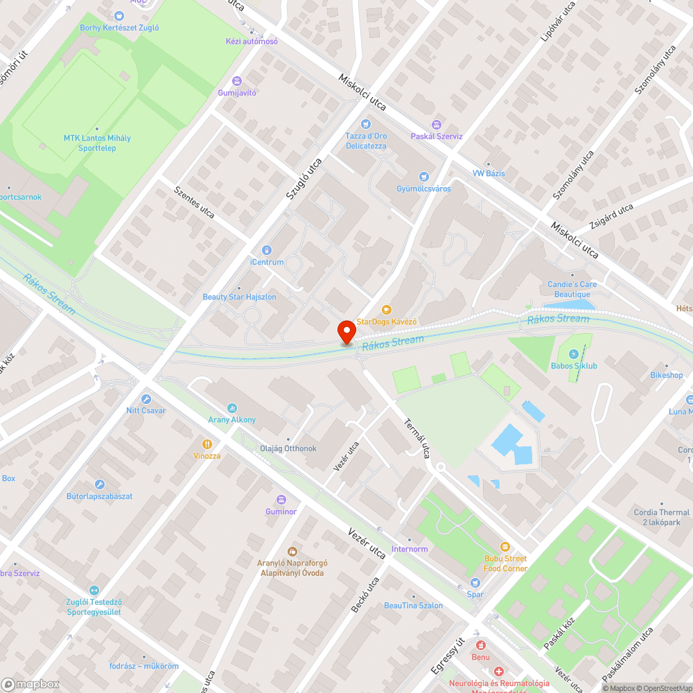 Szeméttel teletömött bevásárlókocsi a Rákos-patakban bejelentés helye