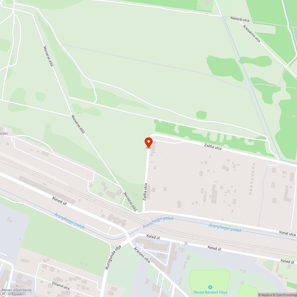 Zsófia utcai kátyúk bejelentés helye